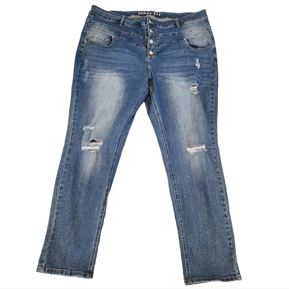 Gemma Rae Stretch Denim Highrise Distressed Jeans Women's Plus Size 24W - Picture 5 of 16